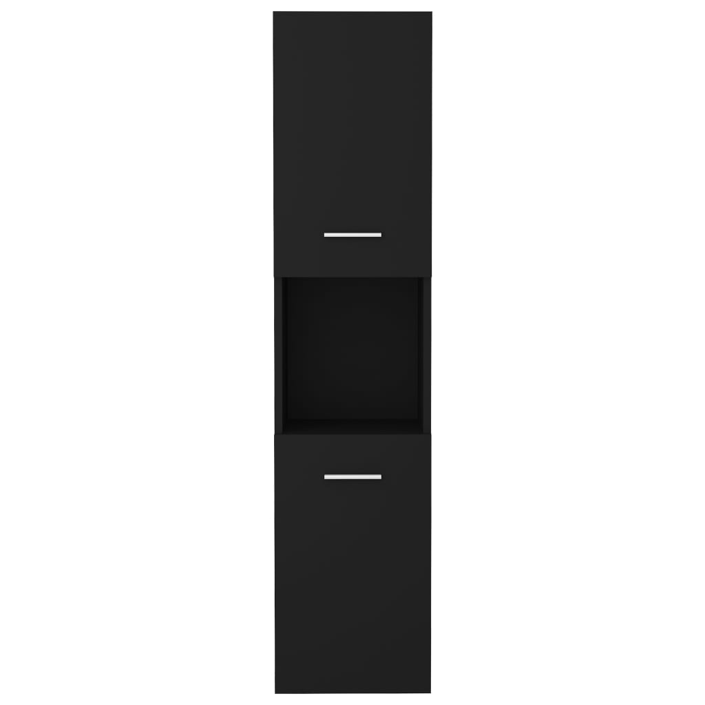 vidaXL Bathroom Cabinet Black 30x30x130 cm Engineered Wood