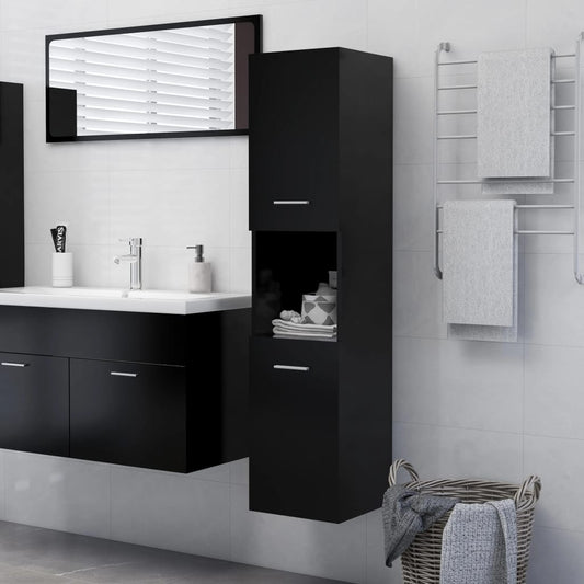 vidaXL Bathroom Cabinet Black 30x30x130 cm Engineered Wood