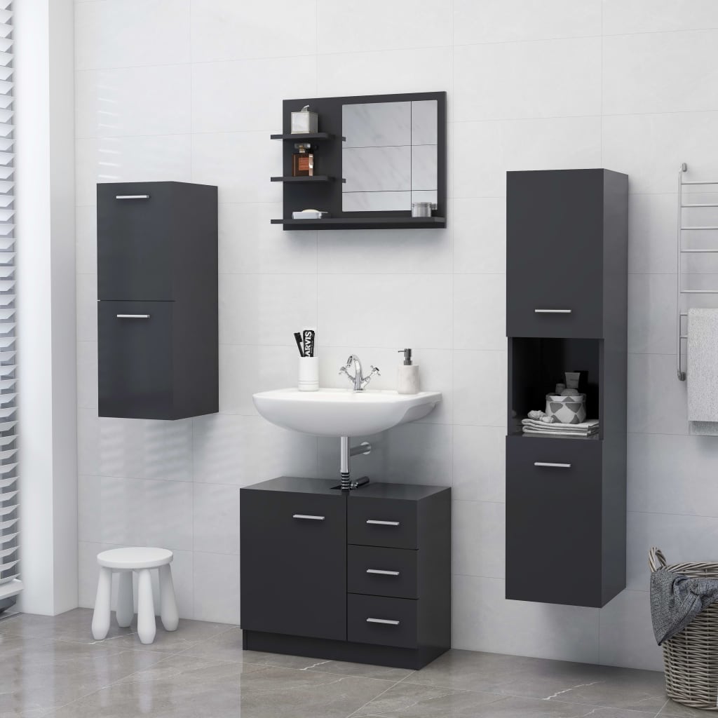 vidaXL Bathroom Mirror Grey 60x10.5x45 cm Engineered Wood