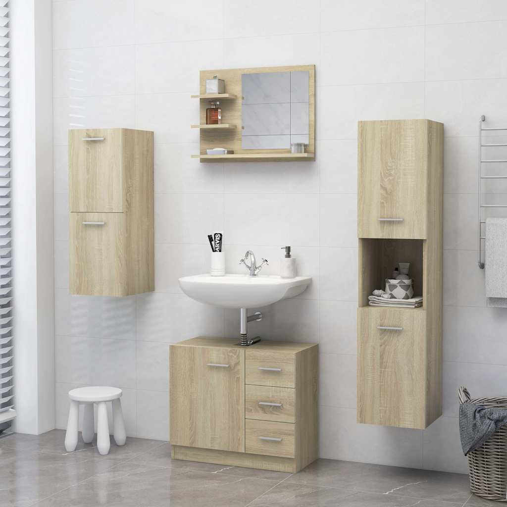 805009 vidaXL Bathroom Mirror Sonoma Oak 60x10,5x45 cm Engineered Wood