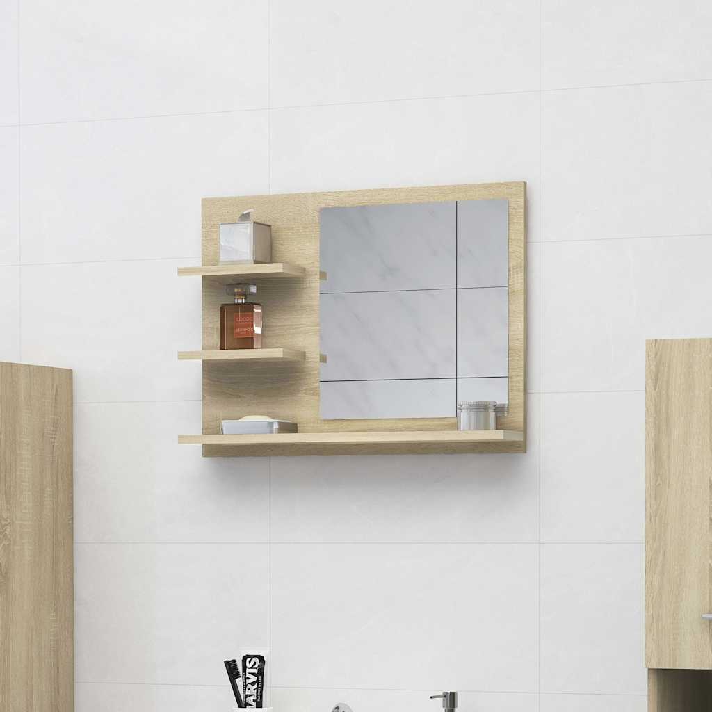 805009 vidaXL Bathroom Mirror Sonoma Oak 60x10,5x45 cm Engineered Wood