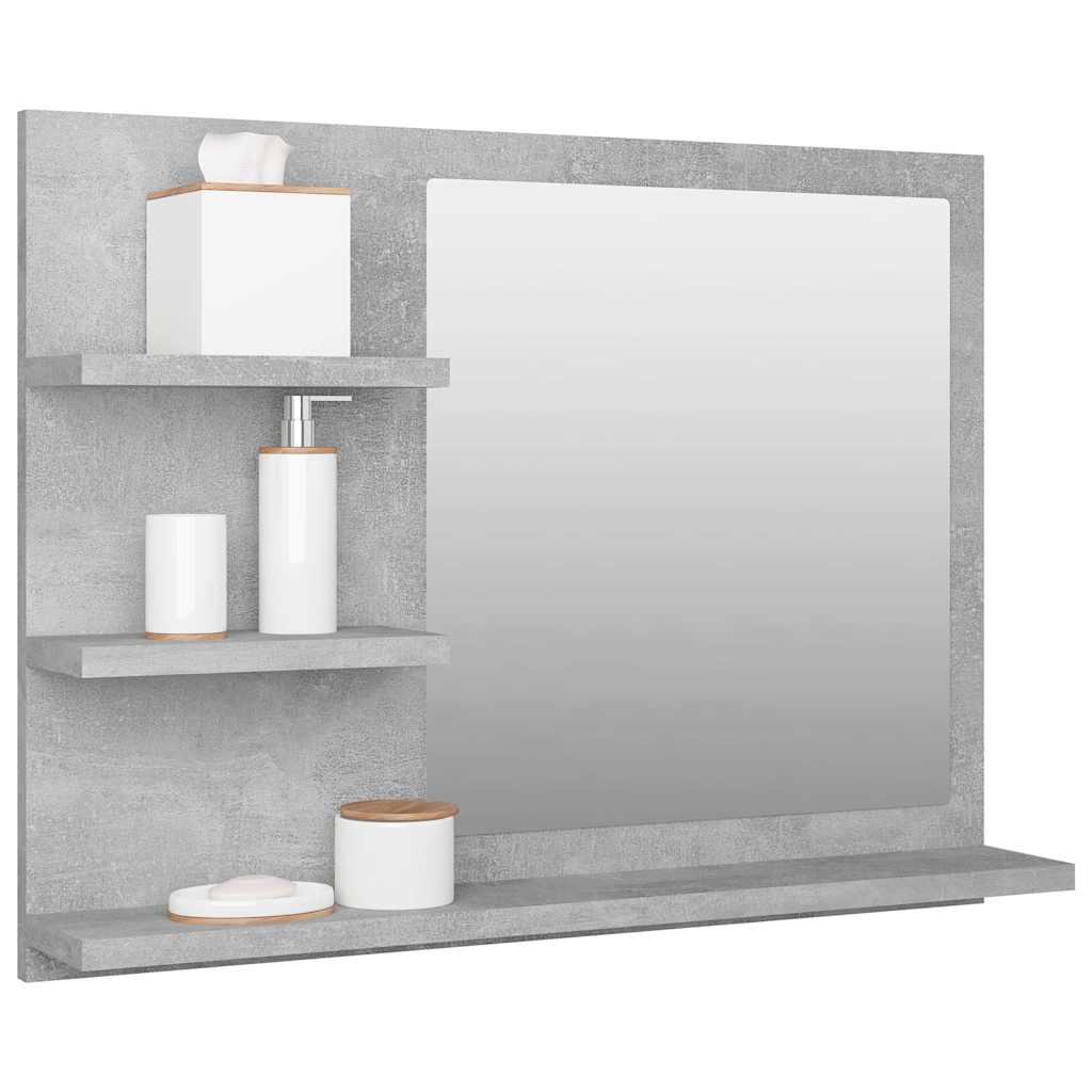805010 vidaXL Bathroom Mirror Concrete Grey 60x10,5x45 cm Engineered Wood