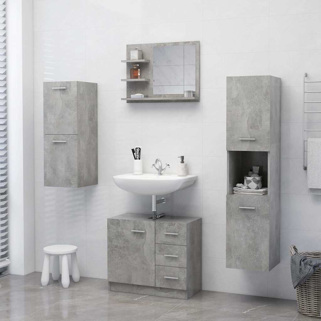 805010 vidaXL Bathroom Mirror Concrete Grey 60x10,5x45 cm Engineered Wood