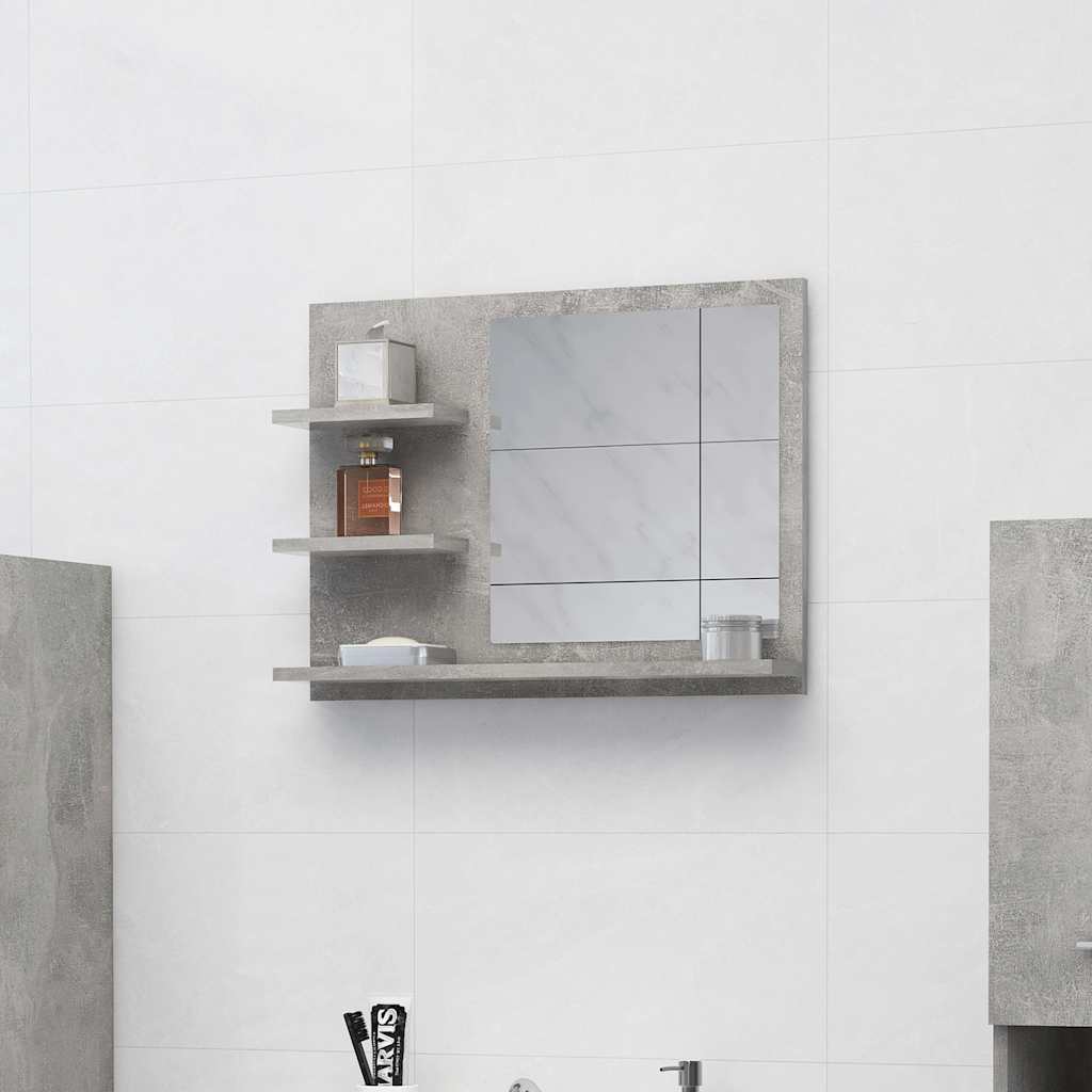 805010 vidaXL Bathroom Mirror Concrete Grey 60x10,5x45 cm Engineered Wood