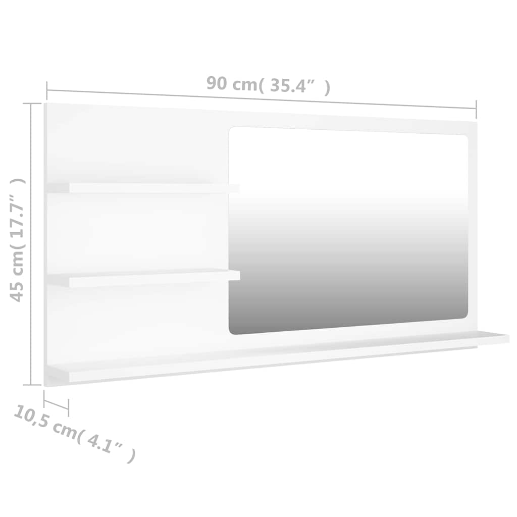 805015 vidaXL Bathroom Mirror White 90x10,5x45 cm Engineered Wood