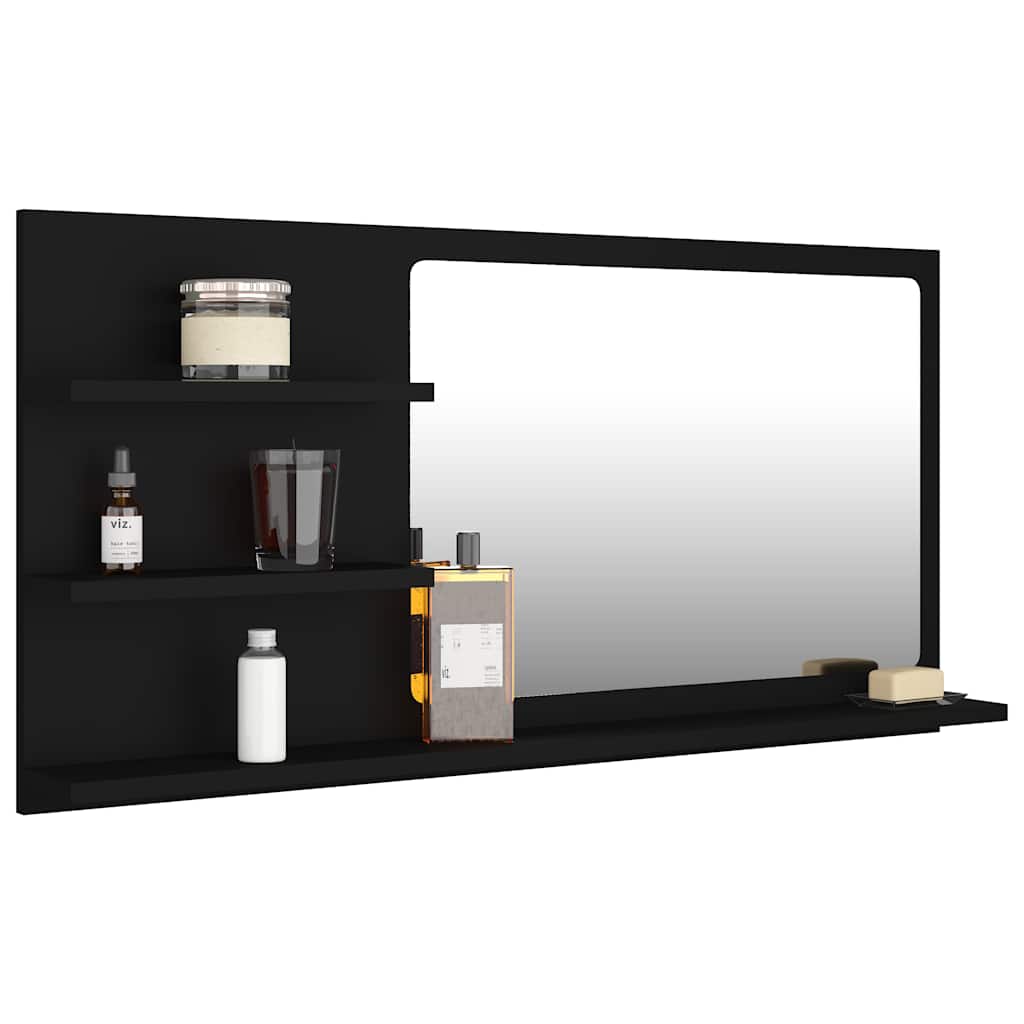805016 vidaXL Bathroom Mirror Black 90x10,5x45 cm Engineered Wood