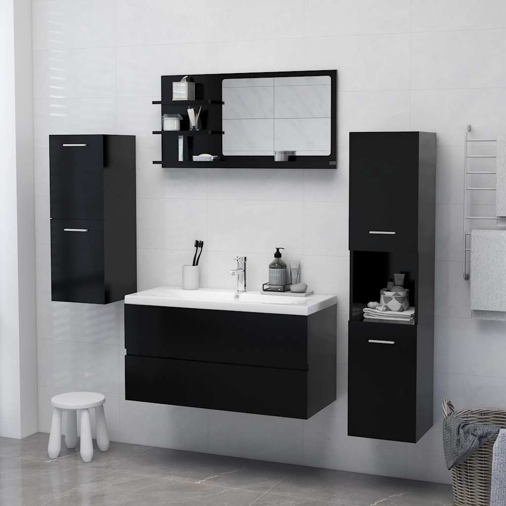 805016 vidaXL Bathroom Mirror Black 90x10,5x45 cm Engineered Wood