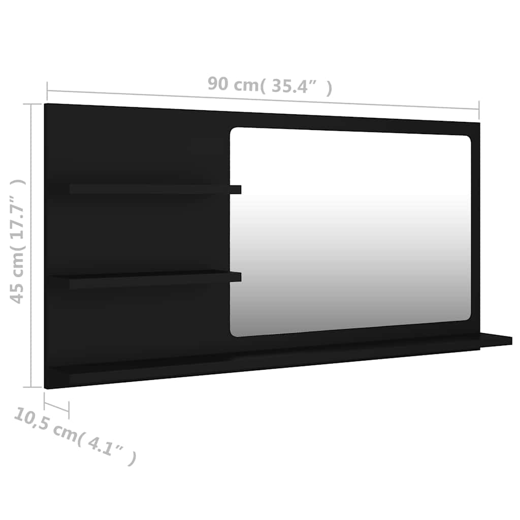 805016 vidaXL Bathroom Mirror Black 90x10,5x45 cm Engineered Wood