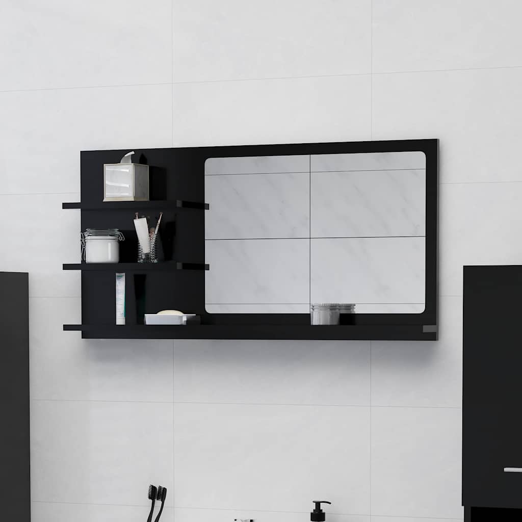 805016 vidaXL Bathroom Mirror Black 90x10,5x45 cm Engineered Wood