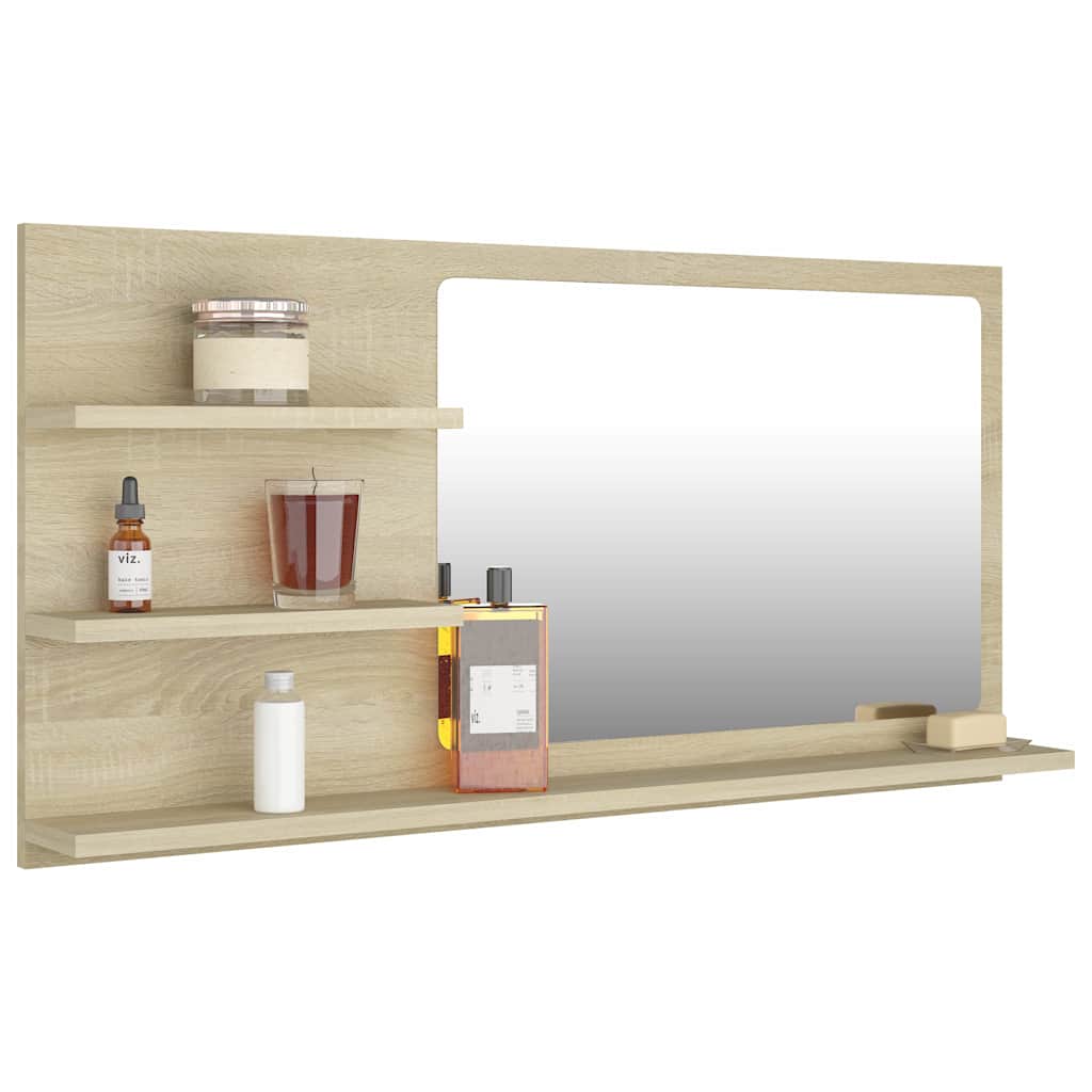 805018 vidaXL Bathroom Mirror Sonoma Oak 90x10,5x45 cm Engineered Wood