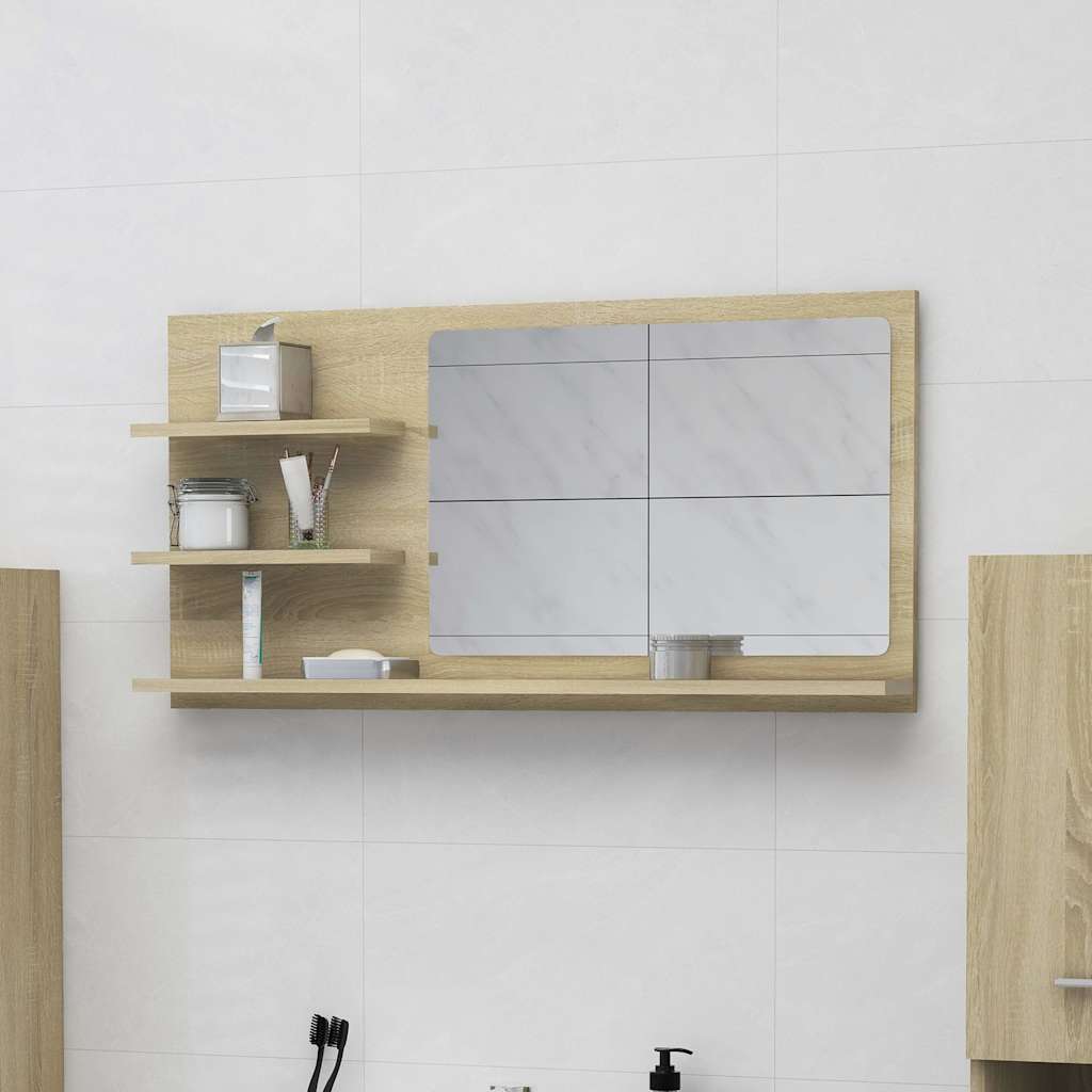 805018 vidaXL Bathroom Mirror Sonoma Oak 90x10,5x45 cm Engineered Wood