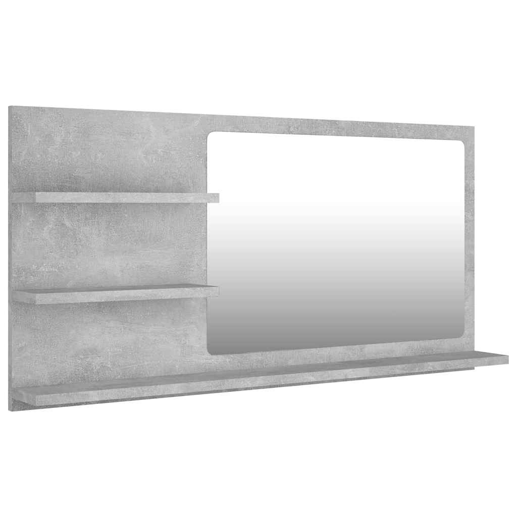 805019 vidaXL Bathroom Mirror Concrete Grey 90x10,5x45 cm Engineered Wood