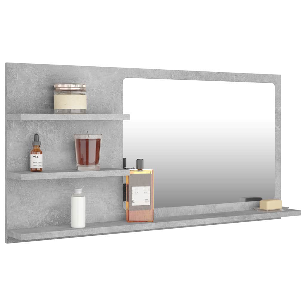 805019 vidaXL Bathroom Mirror Concrete Grey 90x10,5x45 cm Engineered Wood