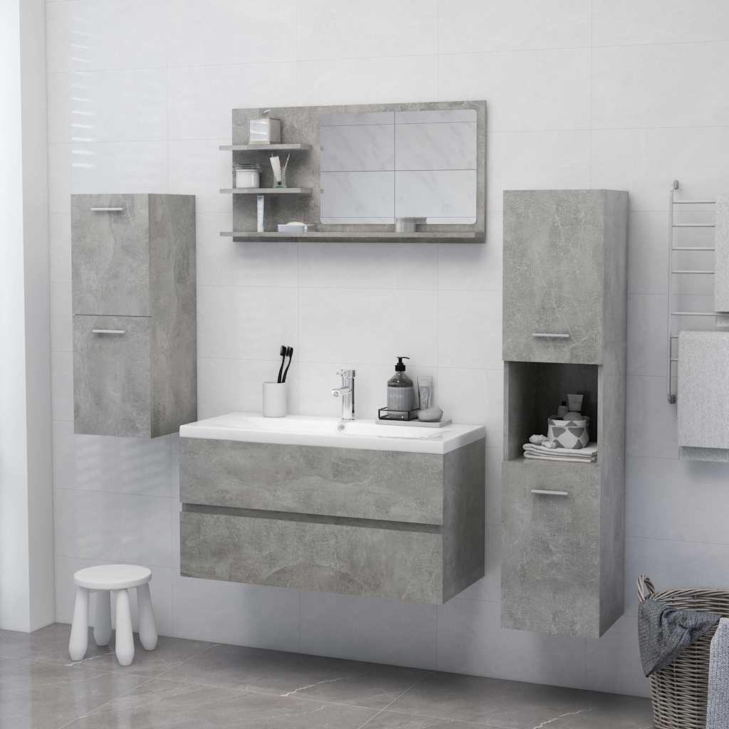 805019 vidaXL Bathroom Mirror Concrete Grey 90x10,5x45 cm Engineered Wood