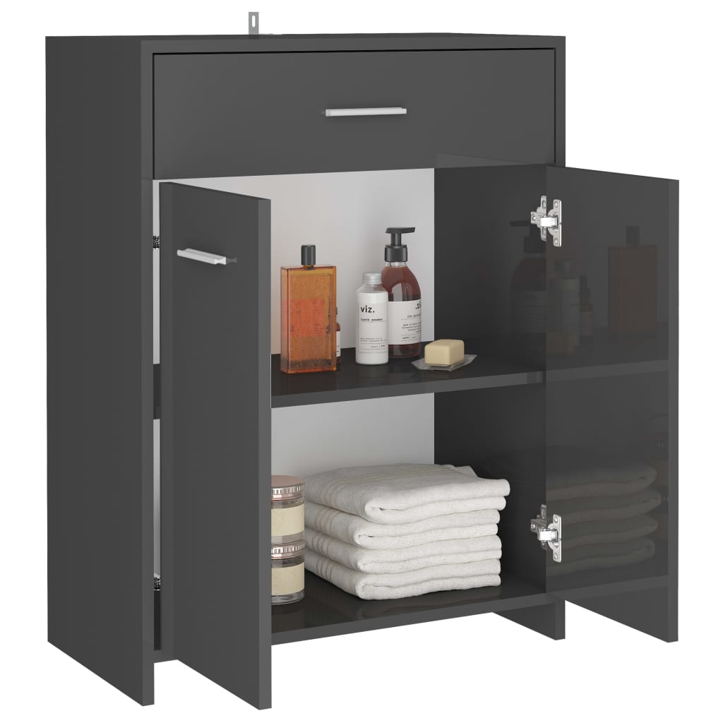 vidaXL Bathroom Cabinet High Gloss Grey 60x33x80 cm Engineered Wood