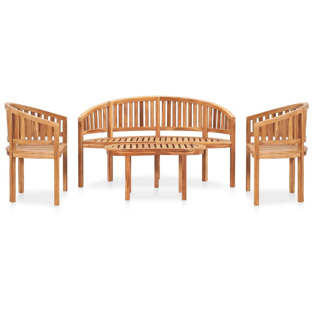 vidaXL 4 Piece Banana Garden Lounge Set Solid Teak Wood