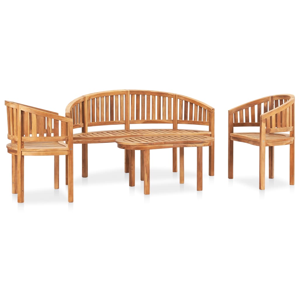 vidaXL 4 Piece Banana Garden Lounge Set Solid Teak Wood