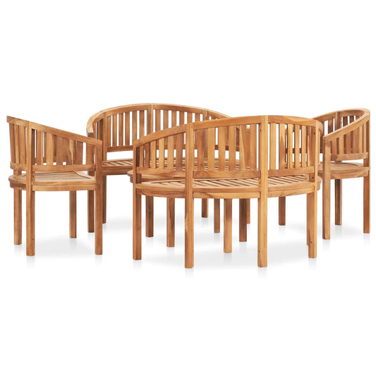 vidaXL 5 Piece Banana Garden Lounge Set Solid Teak Wood