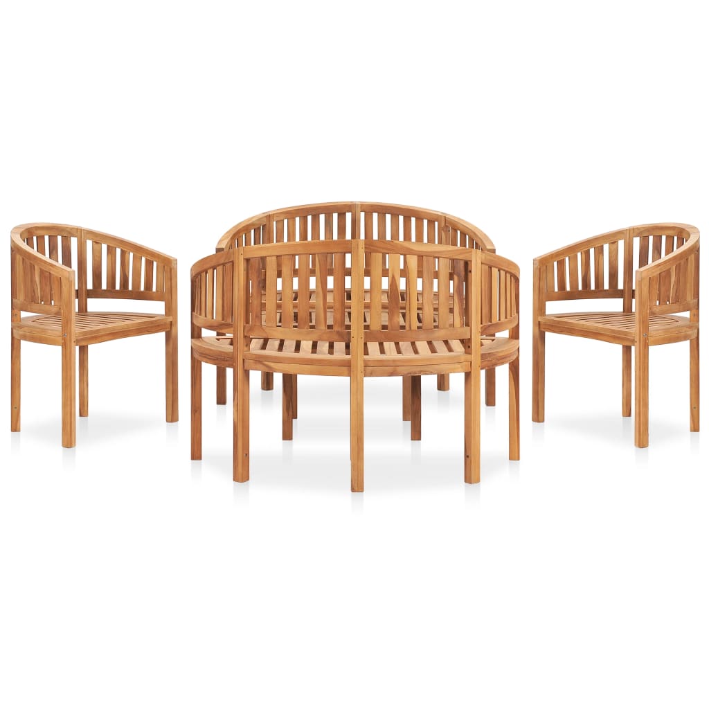 vidaXL 5 Piece Banana Garden Lounge Set Solid Teak Wood