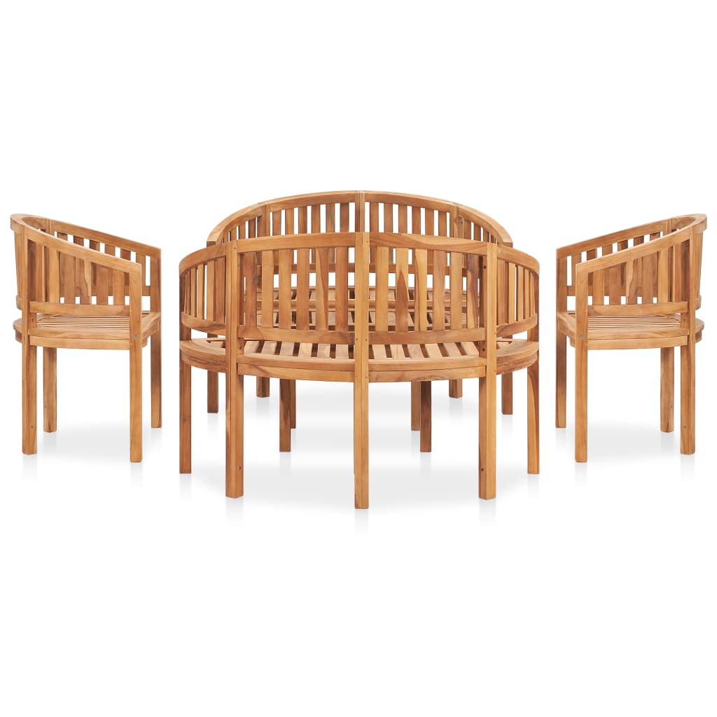 vidaXL 5 Piece Banana Garden Lounge Set Solid Teak Wood