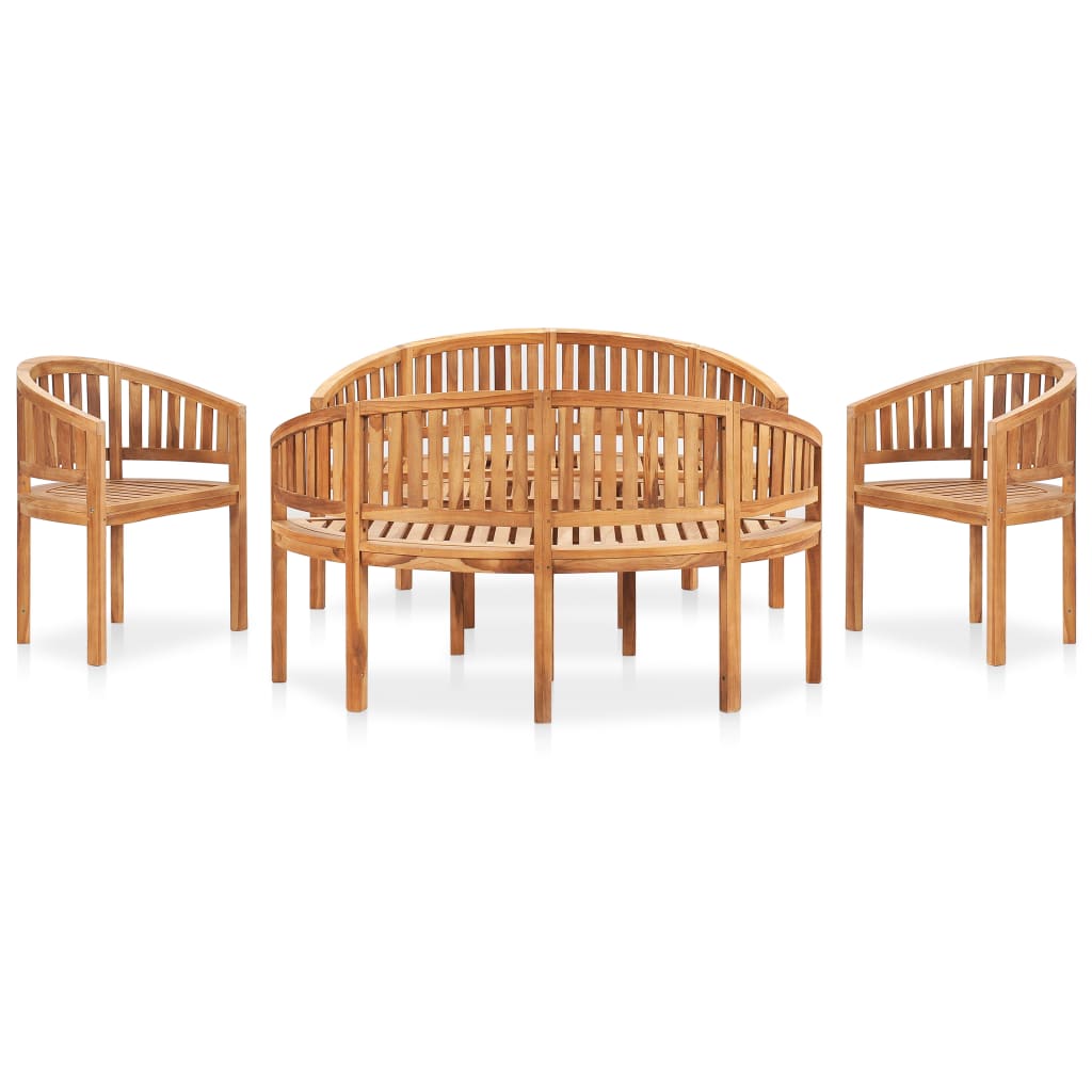 vidaXL 5 Piece Banana Garden Lounge Set Solid Teak Wood