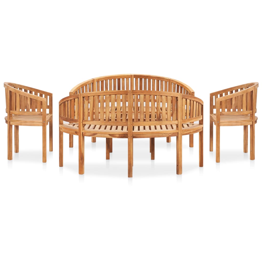 vidaXL 5 Piece Banana Garden Lounge Set Solid Teak Wood