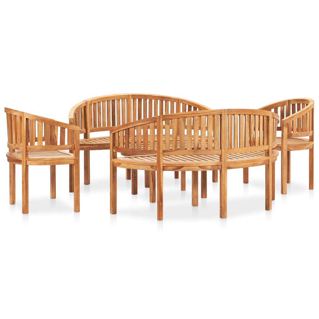 vidaXL 5 Piece Banana Garden Lounge Set Solid Teak Wood