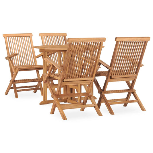 vidaXL 5 Piece Folding Outdoor Dining Set Solid Teak Wood