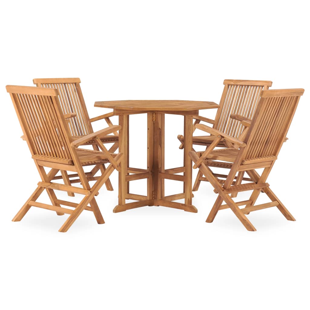 vidaXL 5 Piece Folding Outdoor Dining Set Solid Teak Wood