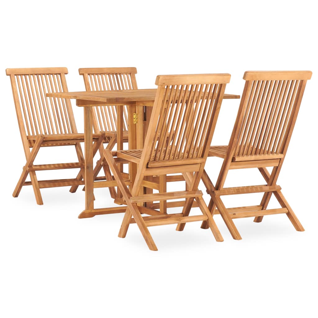 vidaXL 5 Piece Folding Outdoor Dining Set Solid Teak Wood