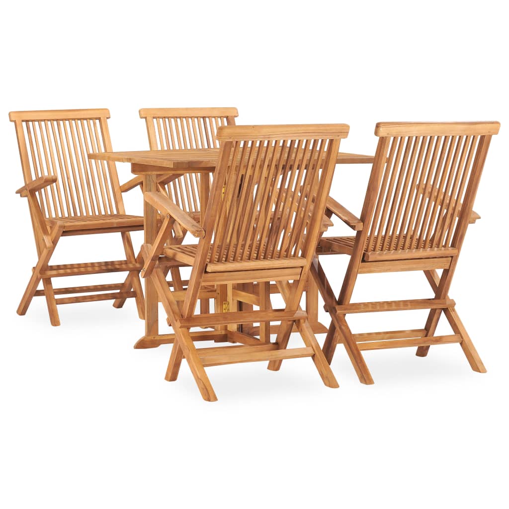 vidaXL 5 Piece Folding Outdoor Dining Set Solid Teak Wood