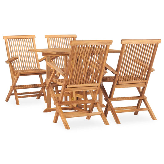 vidaXL 5 Piece Folding Outdoor Dining Set Solid Teak Wood