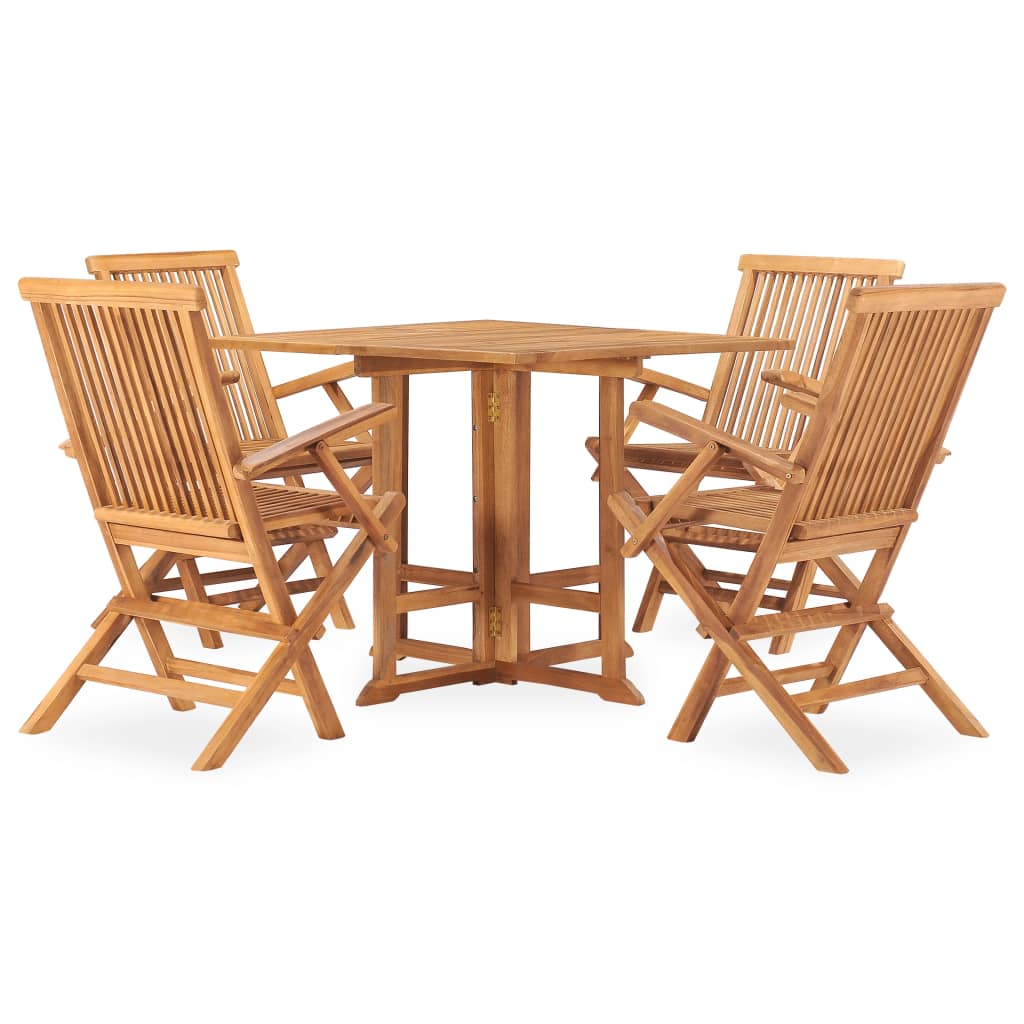 vidaXL 5 Piece Folding Outdoor Dining Set Solid Teak Wood