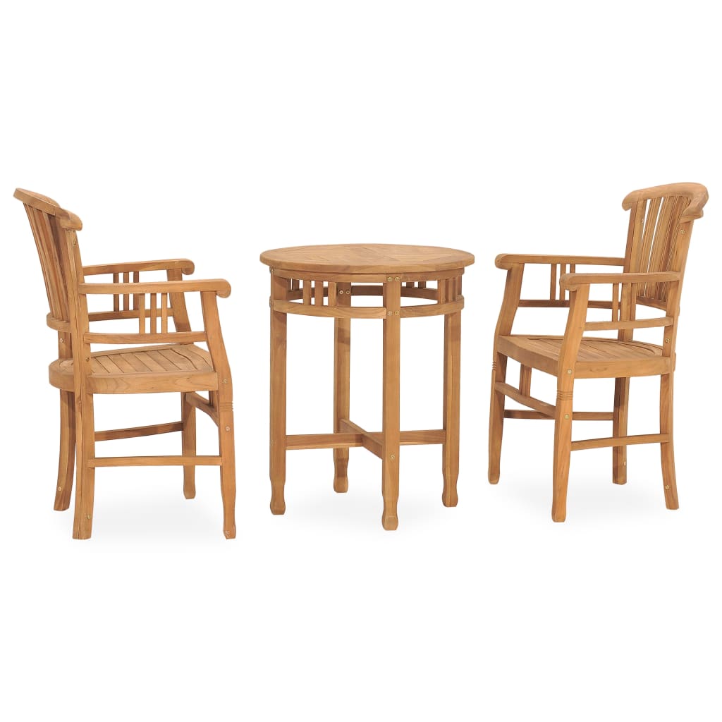 vidaXL 3 Piece Garden Dining Set Solid Teak Wood