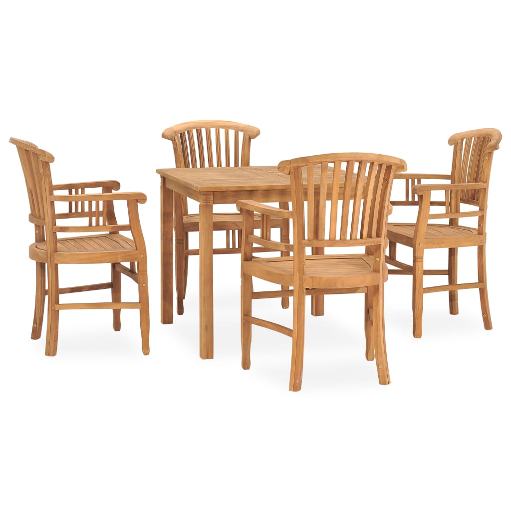 vidaXL 5 Piece Garden Dining Set Solid Teak Wood