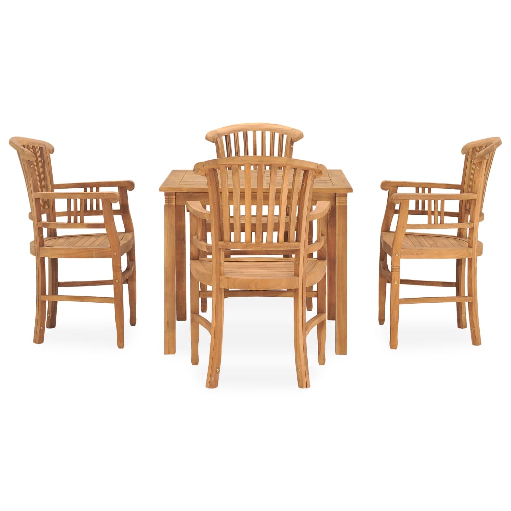 vidaXL 5 Piece Garden Dining Set Solid Teak Wood