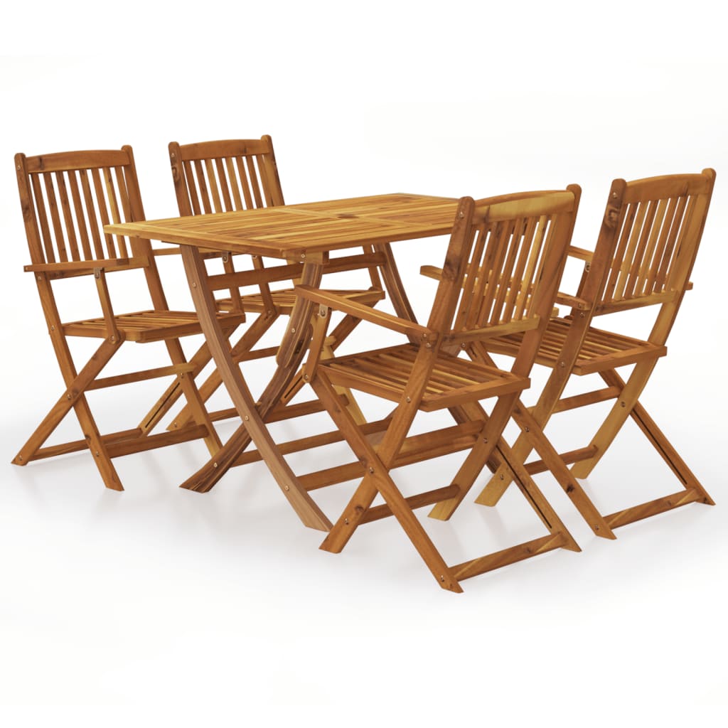 vidaXL 5 Piece Folding Garden Dining Set Solid Acacia Wood