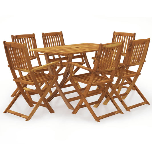 vidaXL 7 Piece Folding Garden Dining Set Solid Acacia Wood