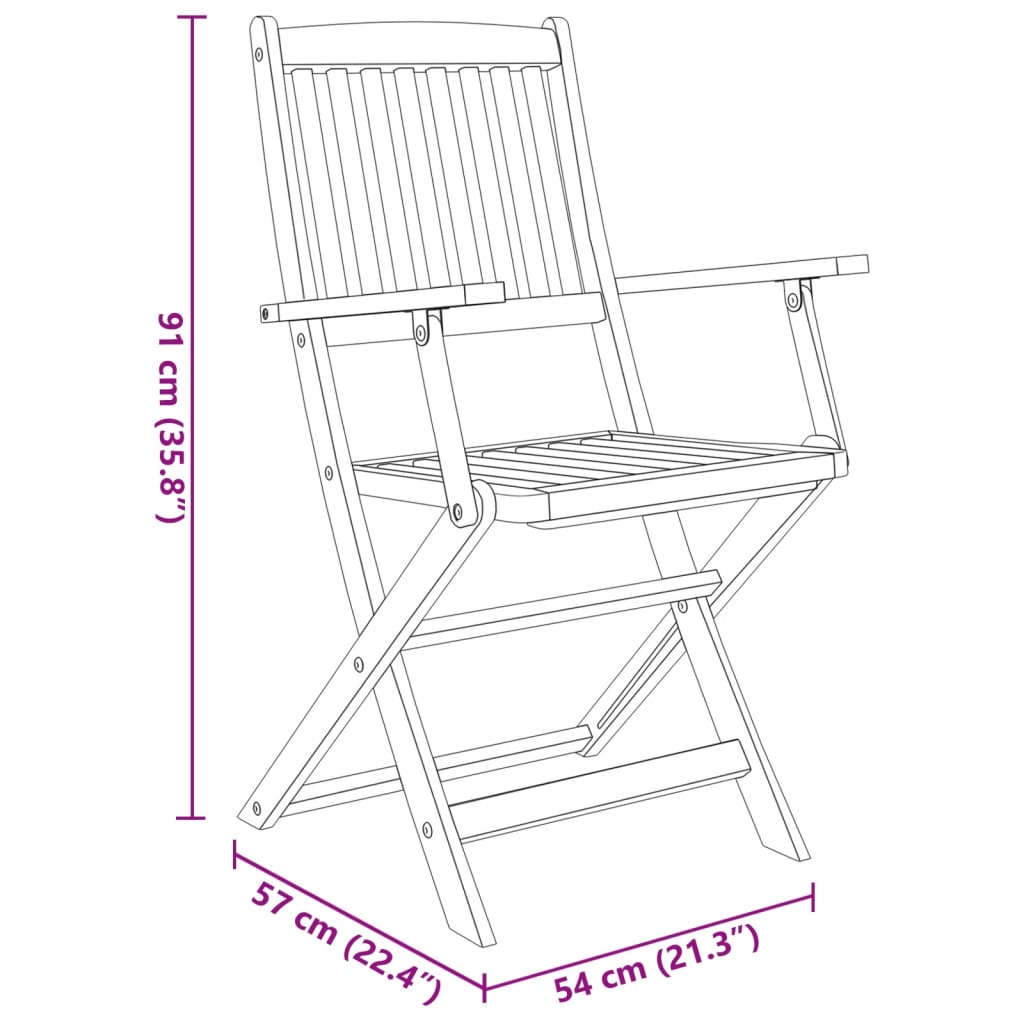 vidaXL 7 Piece Folding Garden Dining Set Solid Acacia Wood