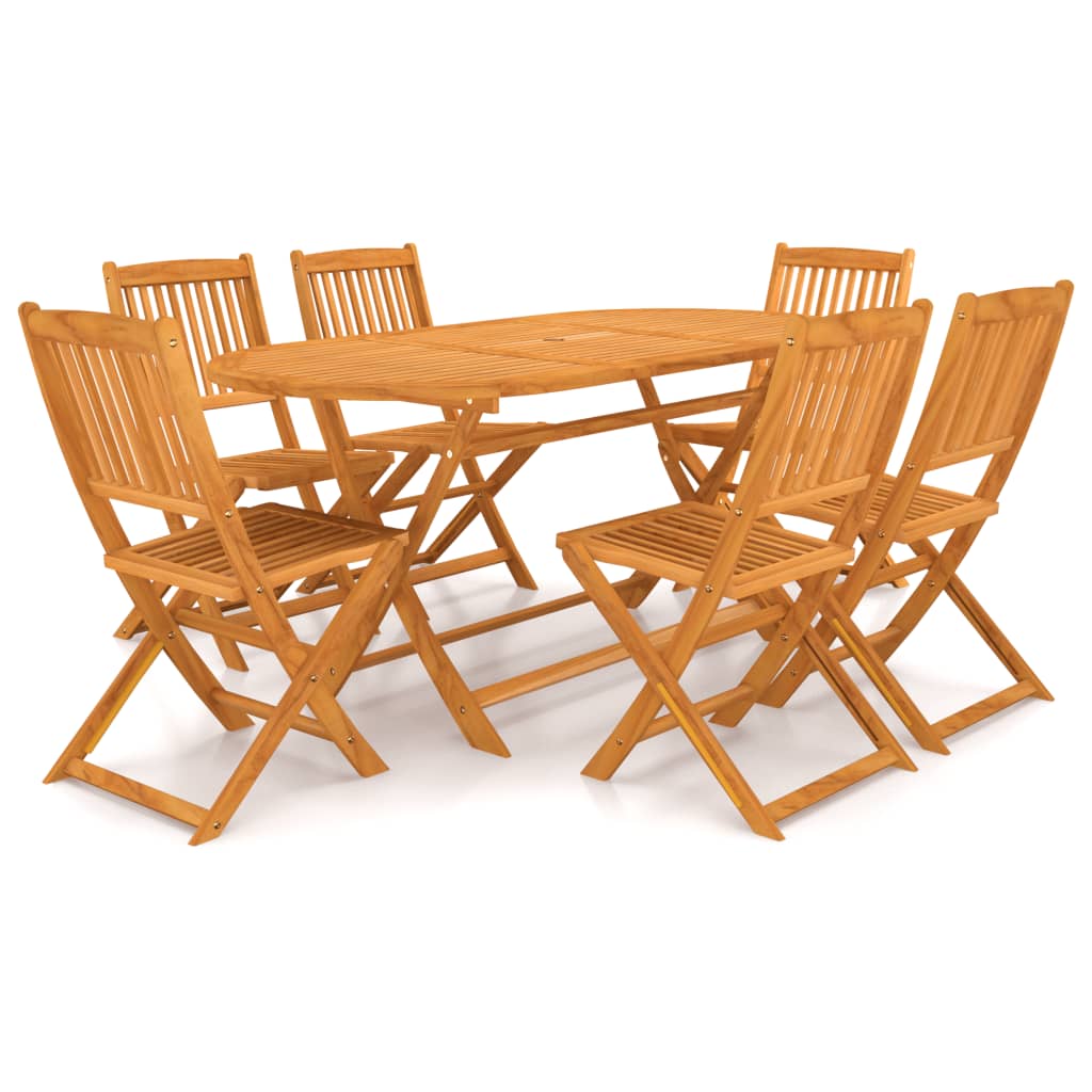 vidaXL 7 Piece Folding Garden Dining Set Solid Acacia Wood