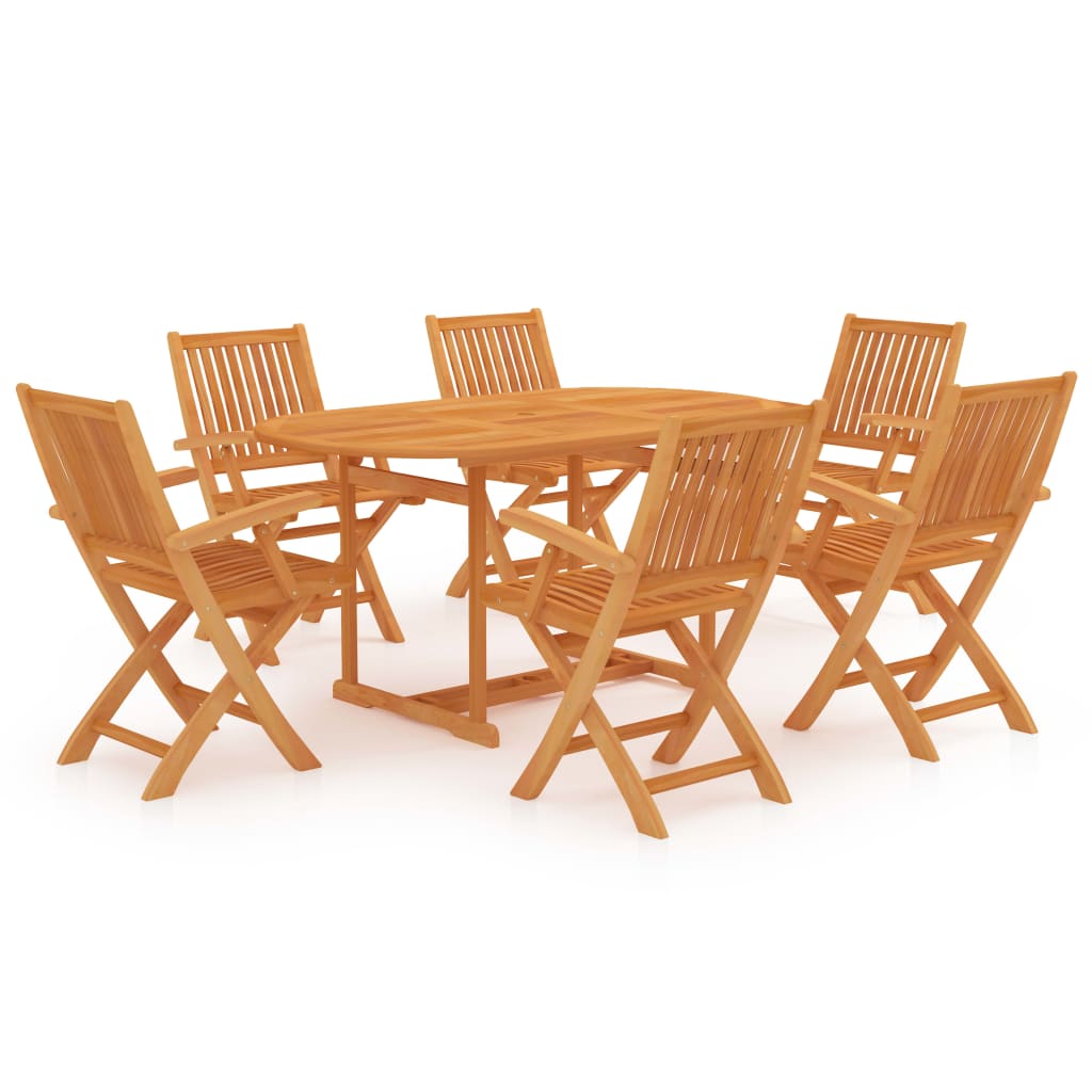 vidaXL 7 Piece Garden Dining Set Solid Teak Wood