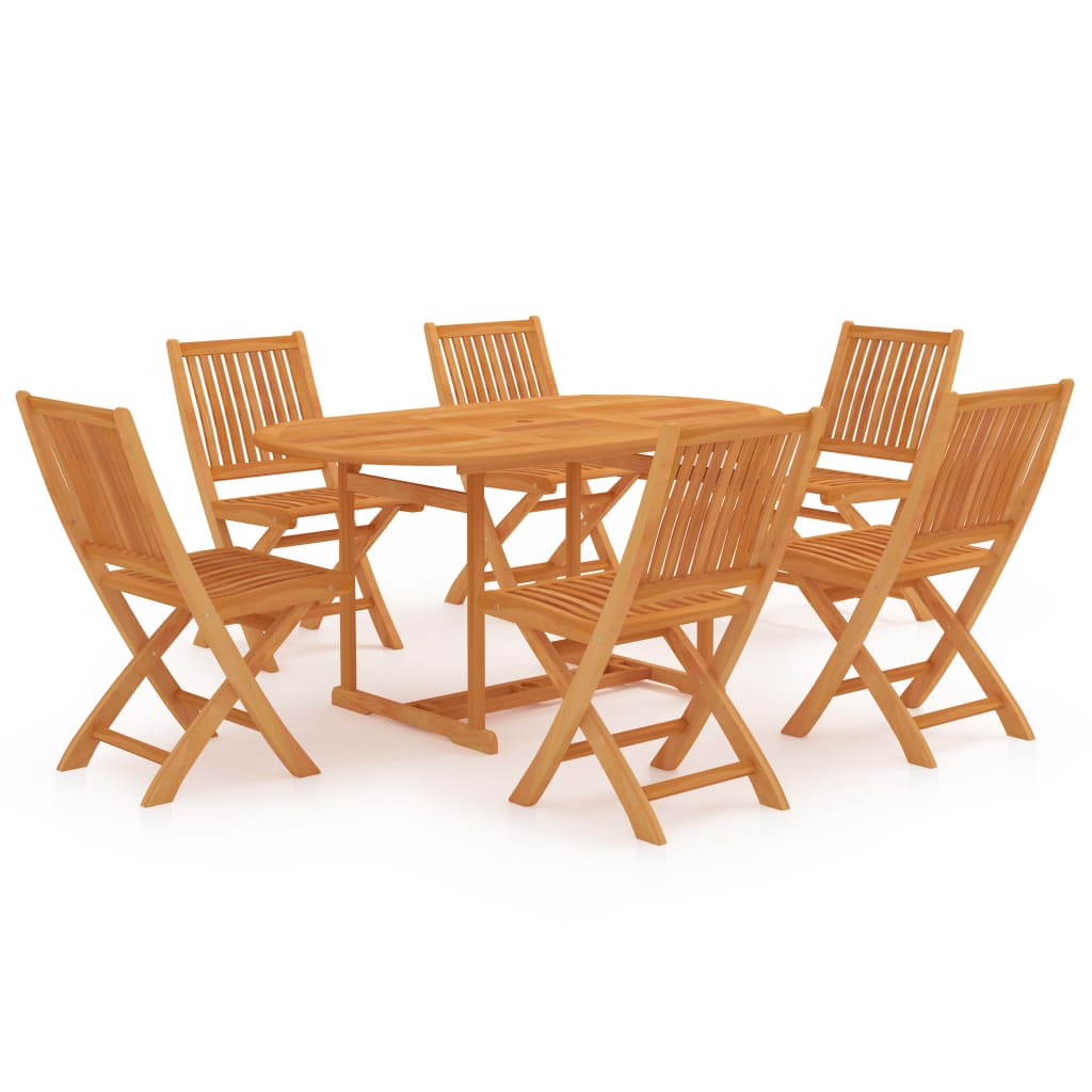 vidaXL 7 Piece Garden Dining Set Solid Teak Wood