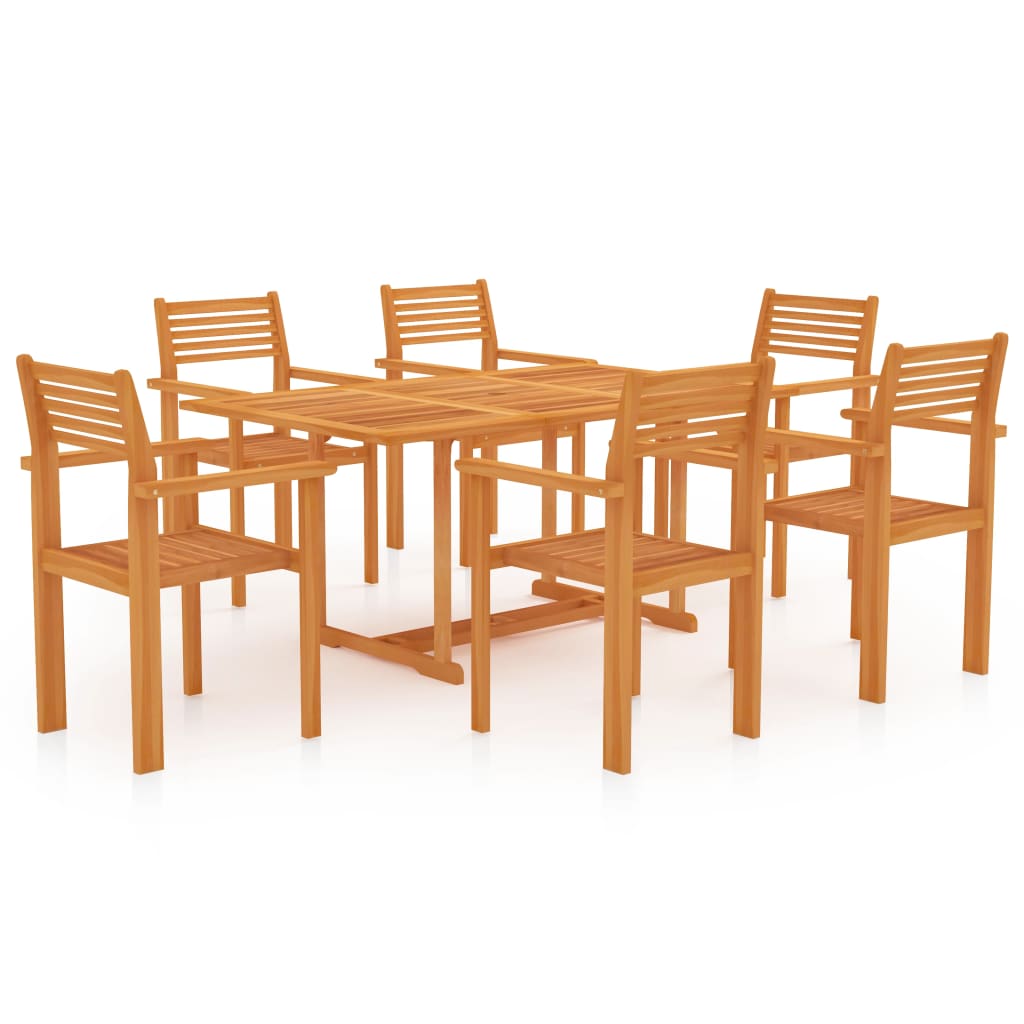 vidaXL 7 Piece Garden Dining Set Solid Teak Wood