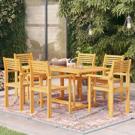 vidaXL 7 Piece Garden Dining Set Solid Teak Wood