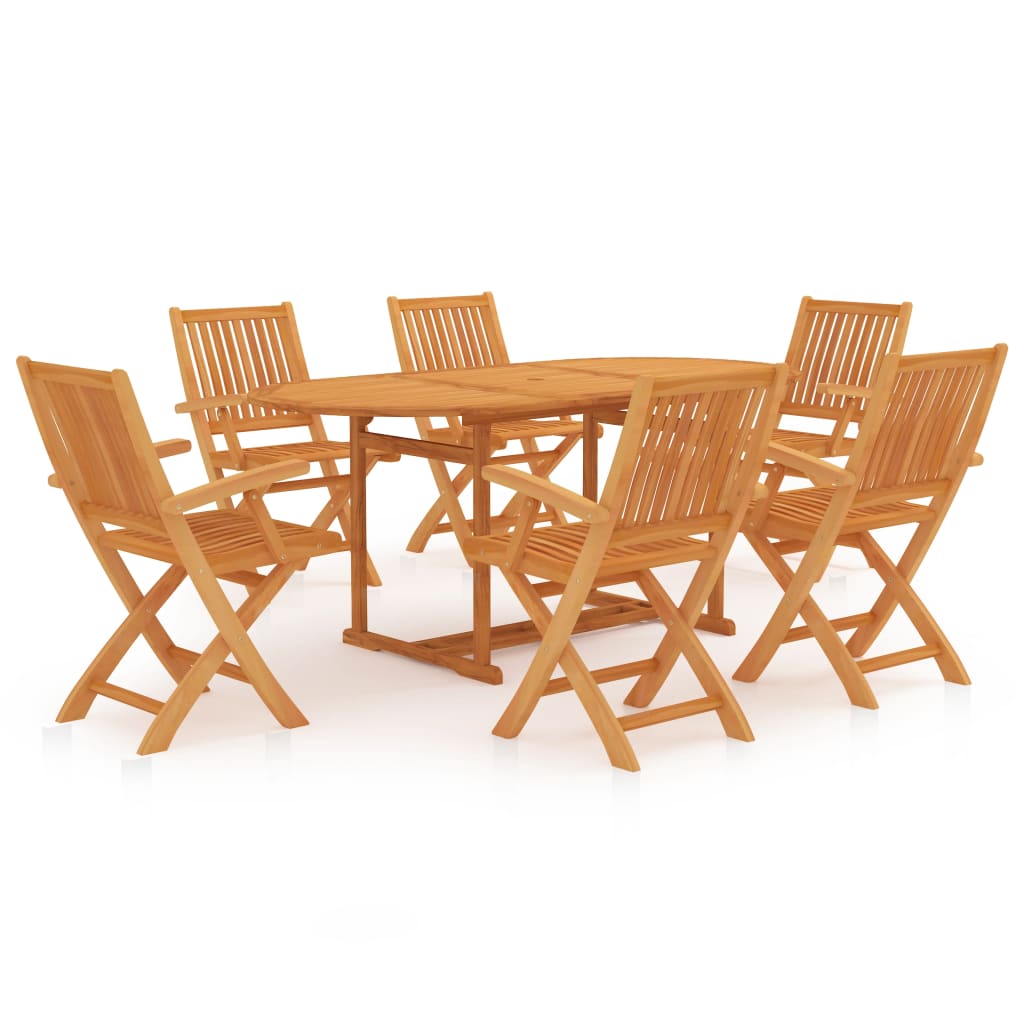 vidaXL 7 Piece Garden Dining Set Solid Teak Wood