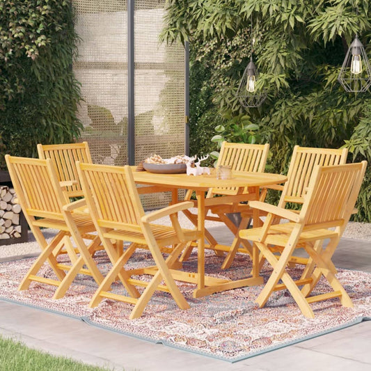 vidaXL 7 Piece Garden Dining Set Solid Teak Wood