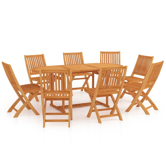 vidaXL 9 Piece Garden Dining Set Solid Teak Wood