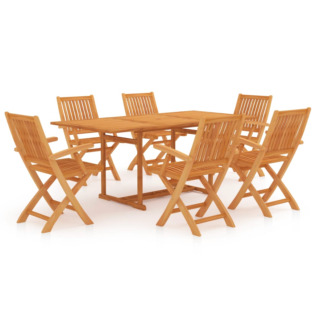 vidaXL 7 Piece Garden Dining Set Solid Teak Wood