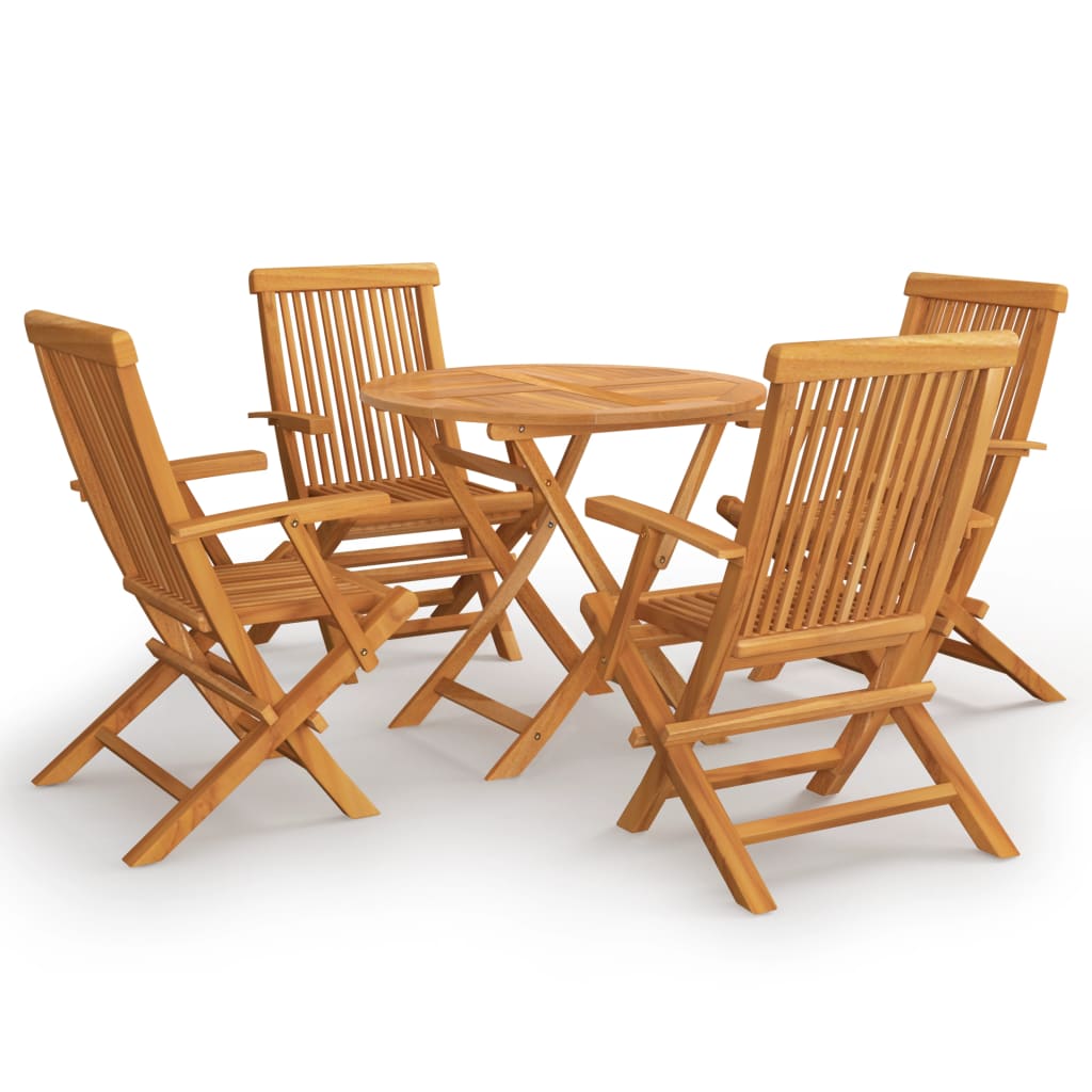 vidaXL 5 Piece Garden Dining Set Solid Teak Wood