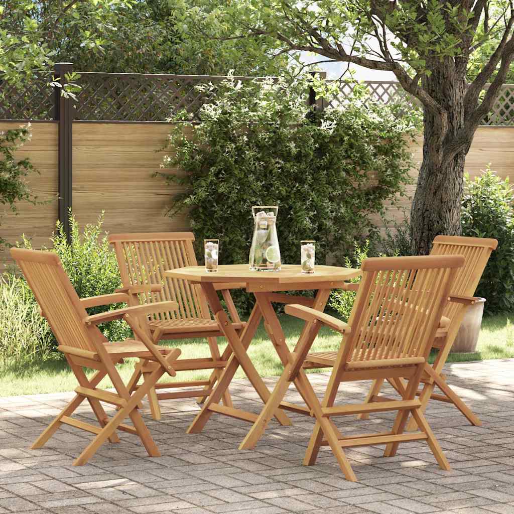 5 Piece Garden Dining Set Solid Teak Wood